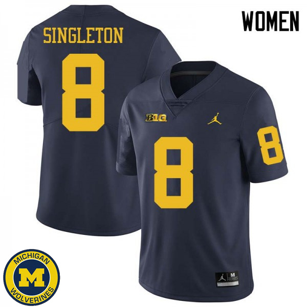 Women Michigan Wolverines #8 Drew Singleton Navy Jordan Brand Replica Jersey